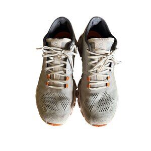 On Cloud Womens Running Shoes Size 9.5 Mesh Light Grey & Orange Swiss Engineerin
